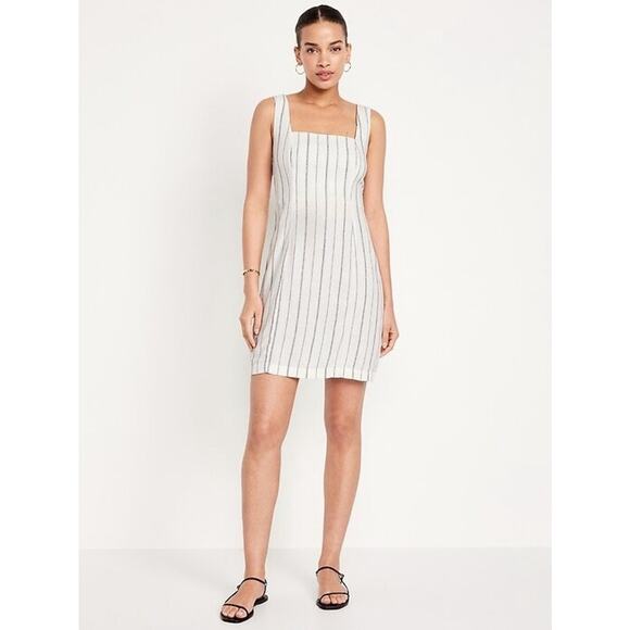 NWT Old Navy Square-Neck Linen-Blend Midi Dress Size S - Picture 1 of 6